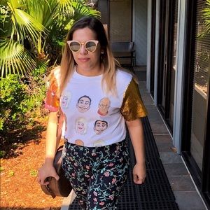 Dali Lama Dolly Parton Salvador Dali Sequin Top